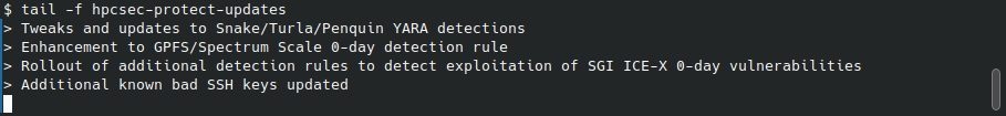 Tweaks and updates to Snake/Turla/Penquin YARA detections
Enhancement to GPFS/Spectrum Scale 0-day detection rule
Rollout of additional detection rules to detect exploitation of SGI ICE-X 0-day vulnerabilities
Additional known bad SSH keys updated